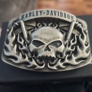 Harley-Davidson Silver Skull Flame Buckle